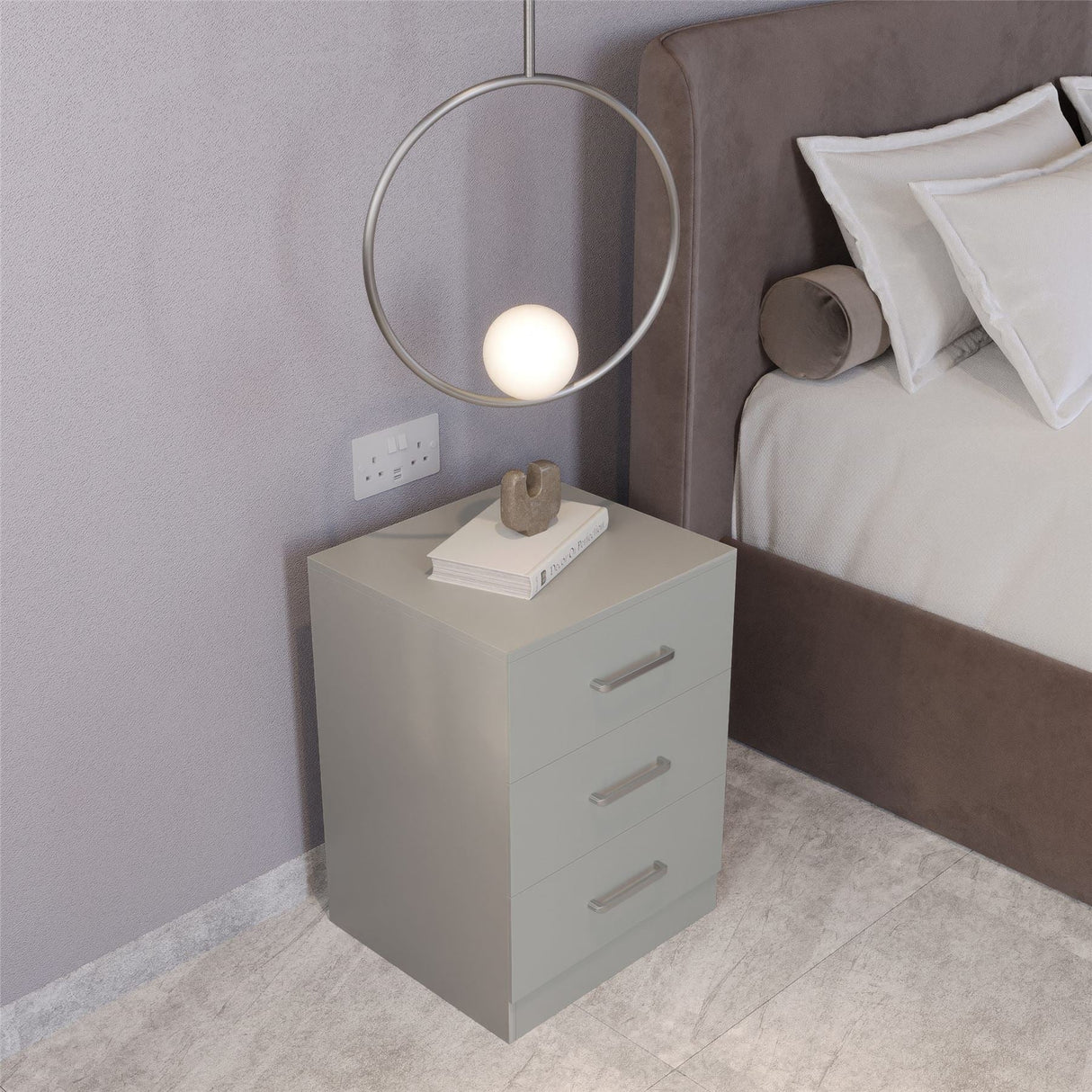 Dakota 3 Drawer Bedside Table - Seconique