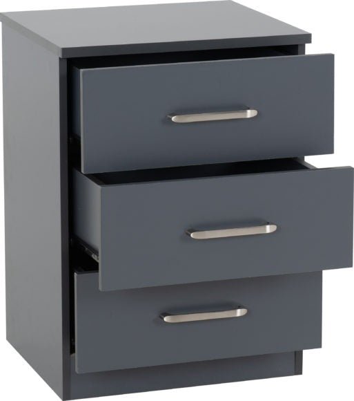 Dakota 3 Drawer Bedside Table - Seconique