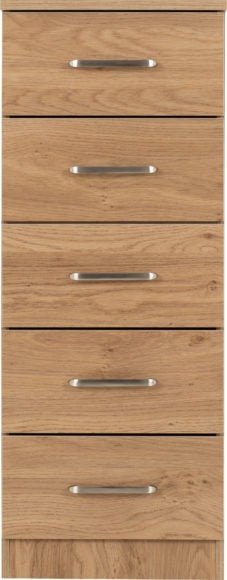 Dakota 5 Drawer Narrow Tallboy Chest - Seconique