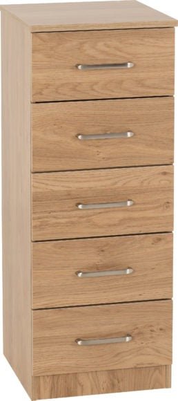 Dakota 5 Drawer Narrow Tallboy Chest - Seconique