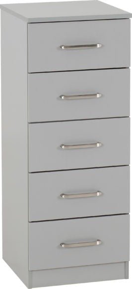 Dakota 5 Drawer Narrow Tallboy Chest - Seconique
