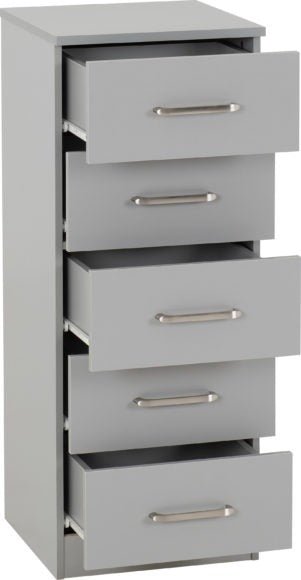 Dakota 5 Drawer Narrow Tallboy Chest - Seconique
