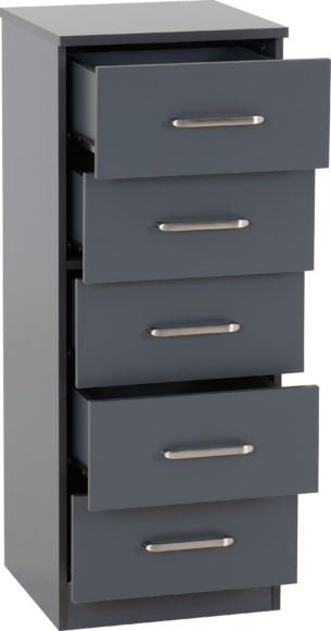 Dakota 5 Drawer Narrow Tallboy Chest - Seconique