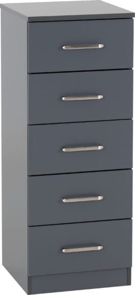 Dakota 5 Drawer Narrow Tallboy Chest - Seconique