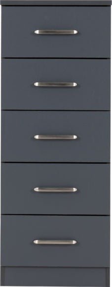 Dakota 5 Drawer Narrow Tallboy Chest - Seconique