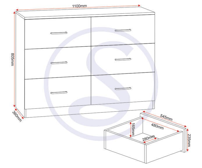 Dakota 6 Drawer Chest - Seconique