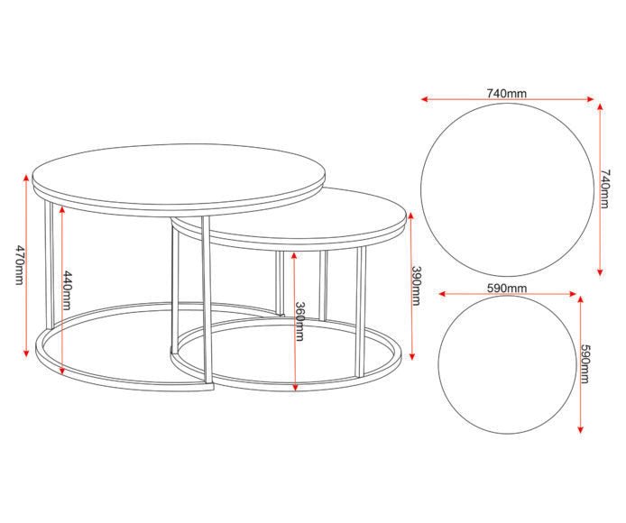 Dallas Round Nesting Coffee Table Set - Seconique