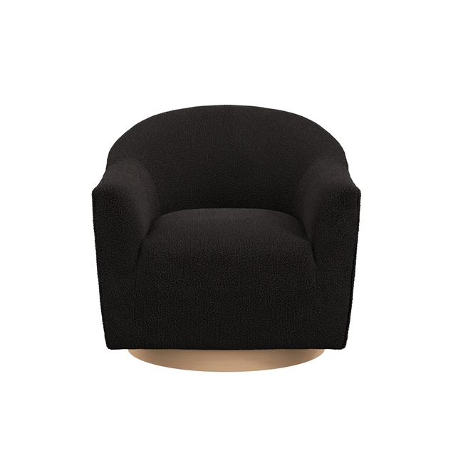 Daphne Black Teddy Bouclé Fabric Swivel Chair - LPD