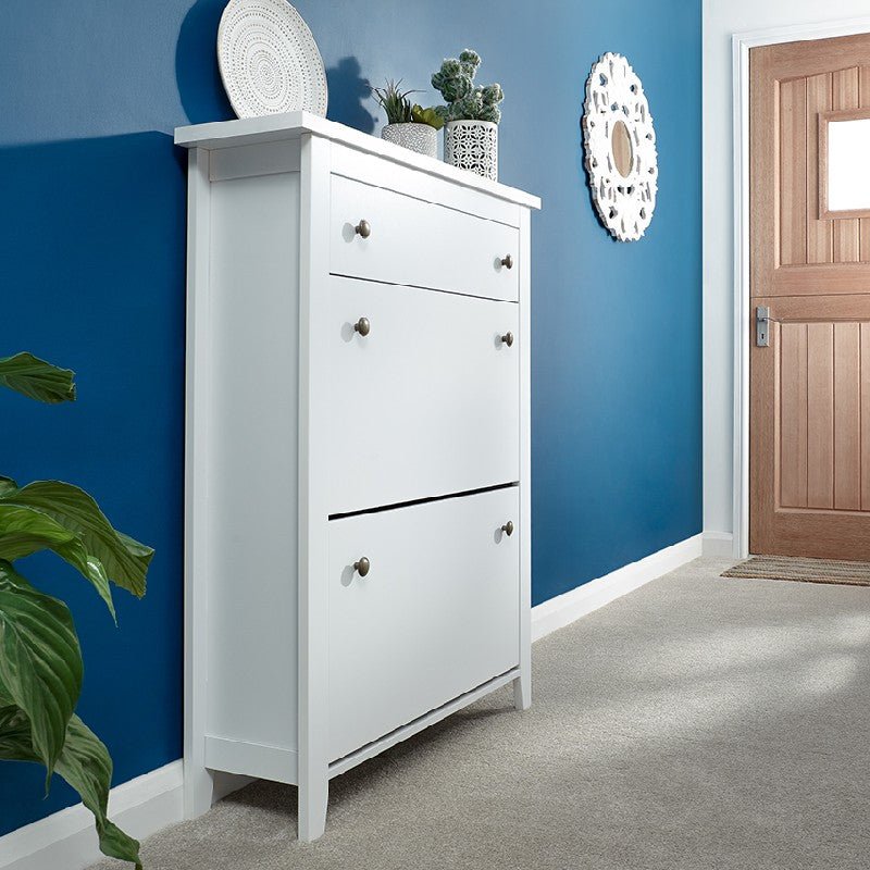 Deluxe Shoe Cabinet with Flip Doors & Drawer - GFW