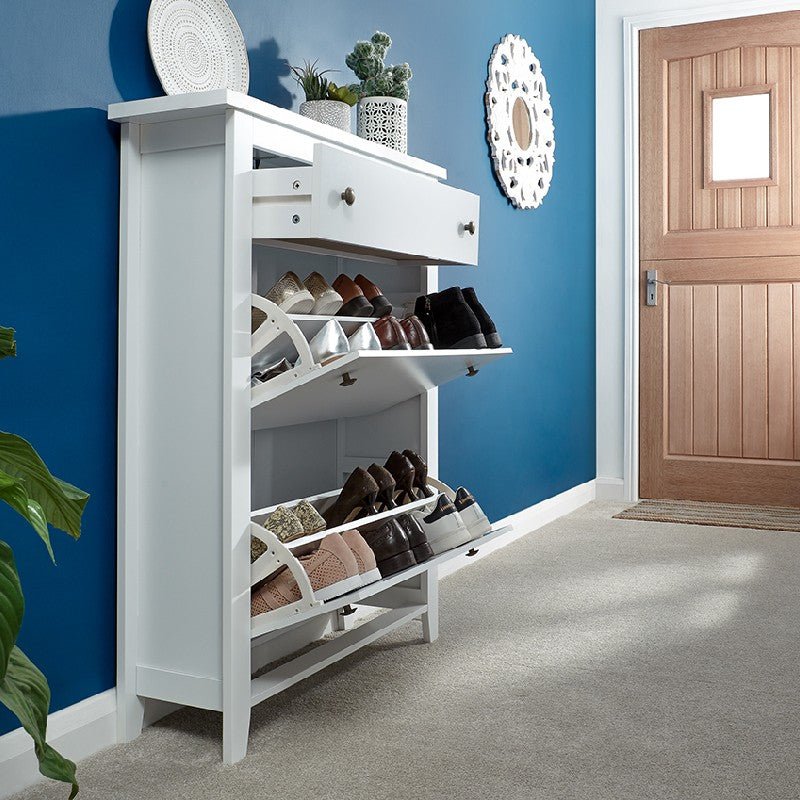 Deluxe Shoe Cabinet with Flip Doors & Drawer - GFW