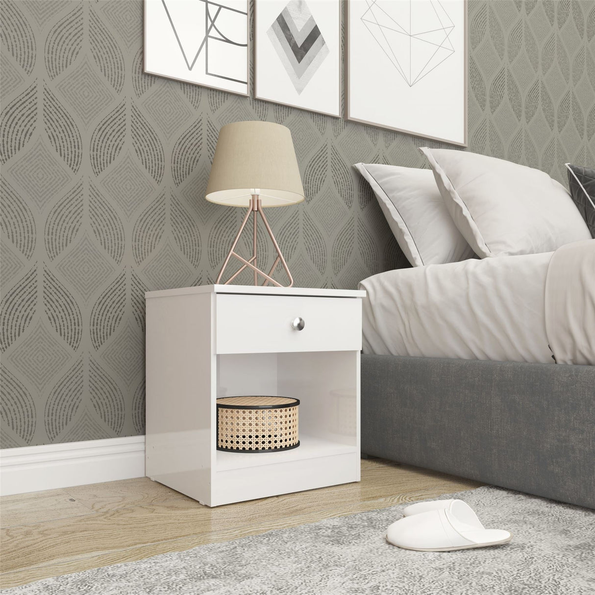 Denver 1 Drawer Bedside - Seconique