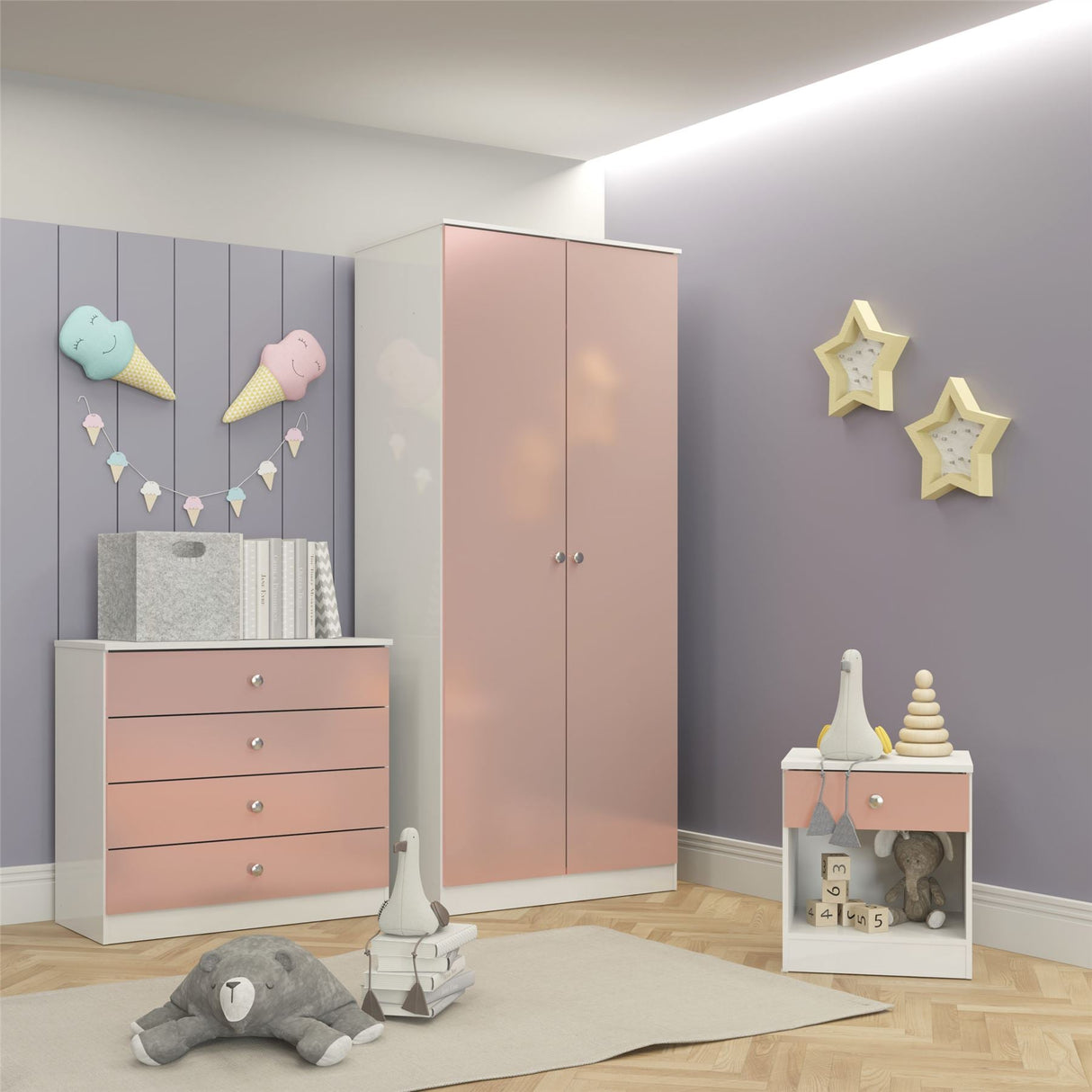 Denver 2 Door Wardrobe 3 Piece Bedroom Set - Seconique