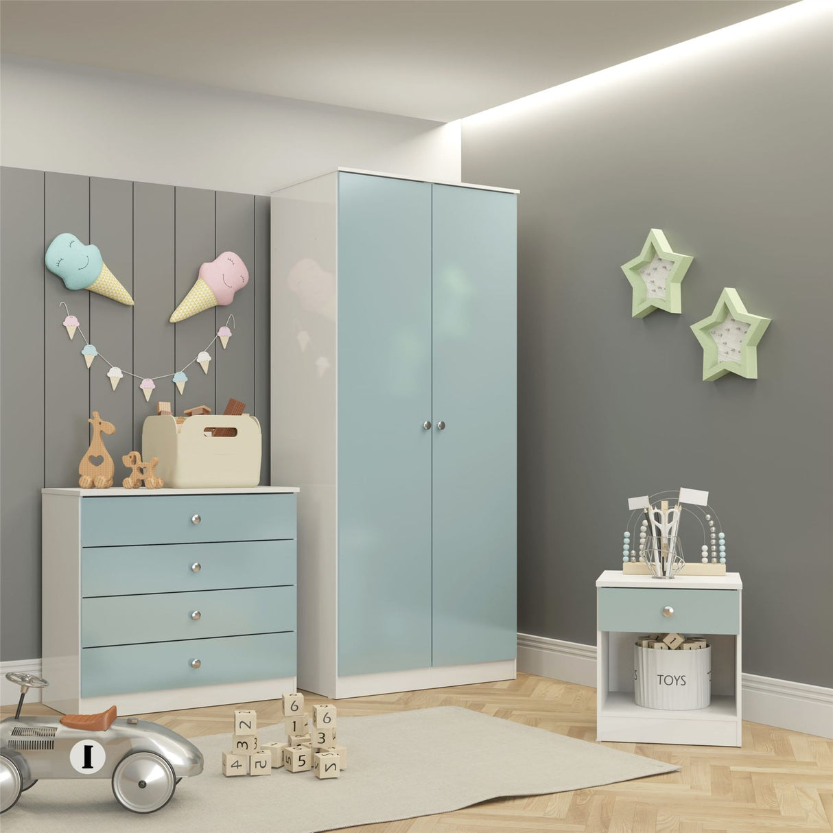 Denver 2 Door Wardrobe 3 Piece Bedroom Set - Seconique