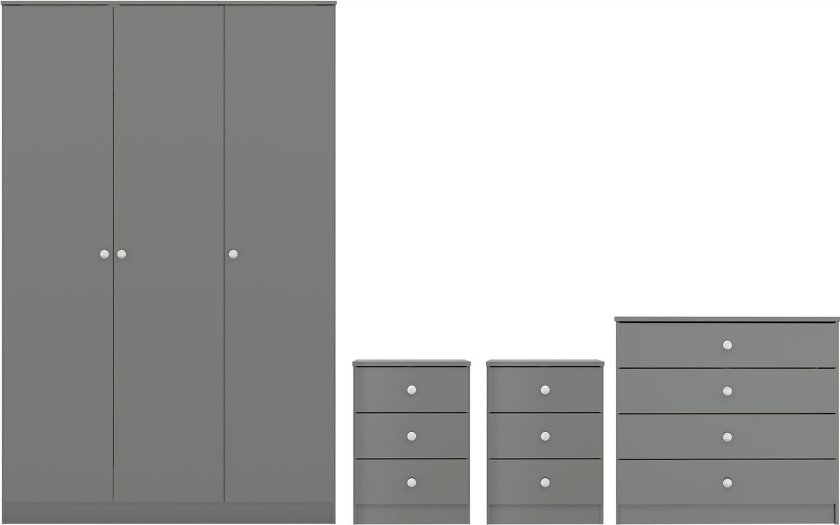 Denver 3 Door Wardrobe 4 Piece Bedroom Set - Seconique