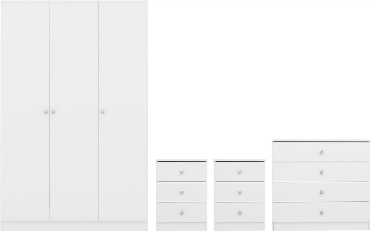 Denver 3 Door Wardrobe 4 Piece Bedroom Set - Seconique