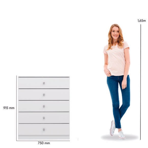 Denver 5 Drawer Chest - Seconique