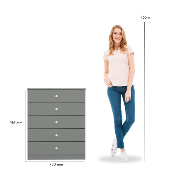 Denver 5 Drawer Chest - Seconique