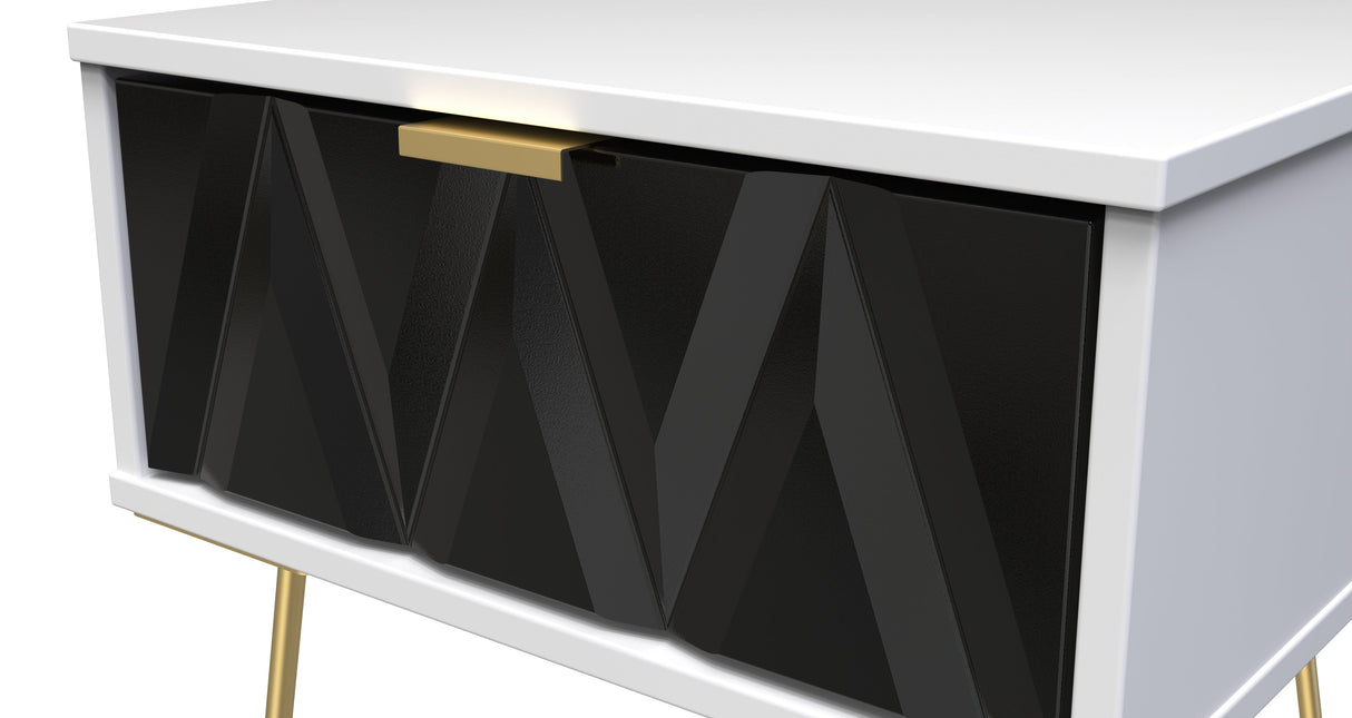 Diamond 1 Drawer Bedside Cabinet with Gold Hairpin Legs - Welcome Furniture