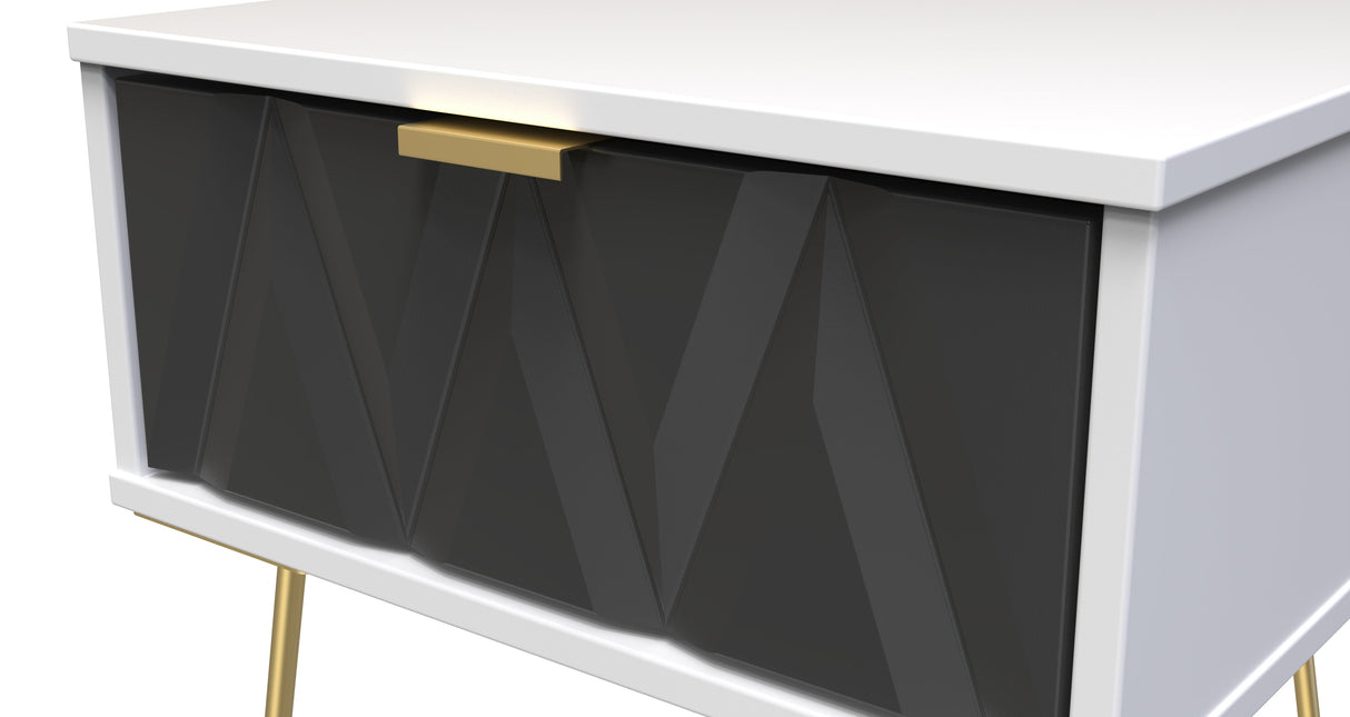 Diamond 1 Drawer Bedside Cabinet with Gold Hairpin Legs - Welcome Furniture