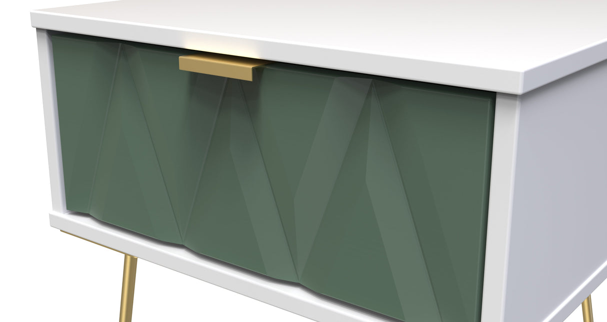 Diamond 1 Drawer Bedside Cabinet with Gold Hairpin Legs - Welcome Furniture