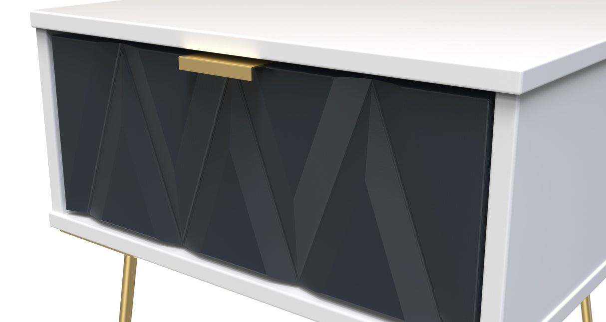 Diamond 1 Drawer Bedside Cabinet with Gold Hairpin Legs - Welcome Furniture