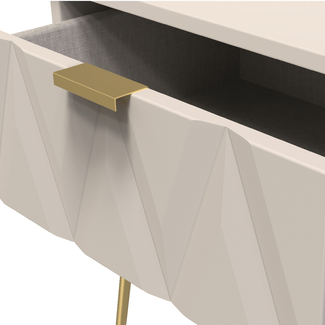 Diamond 1 Drawer Bedside Cabinet with Gold Hairpin Legs - Welcome Furniture