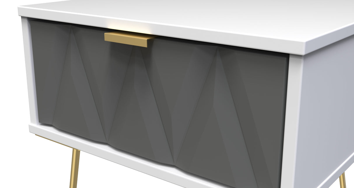 Diamond 1 Drawer Bedside Cabinet with Gold Hairpin Legs - Welcome Furniture