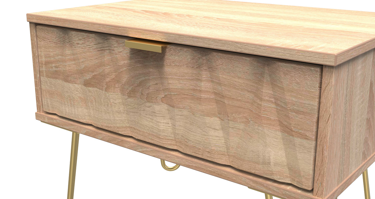Diamond 1 Drawer Midi Chest with Gold Hairpin Legs - Welcome Furniture