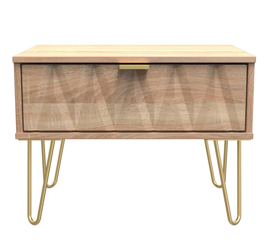 Diamond 1 Drawer Midi Chest with Gold Hairpin Legs - Welcome Furniture