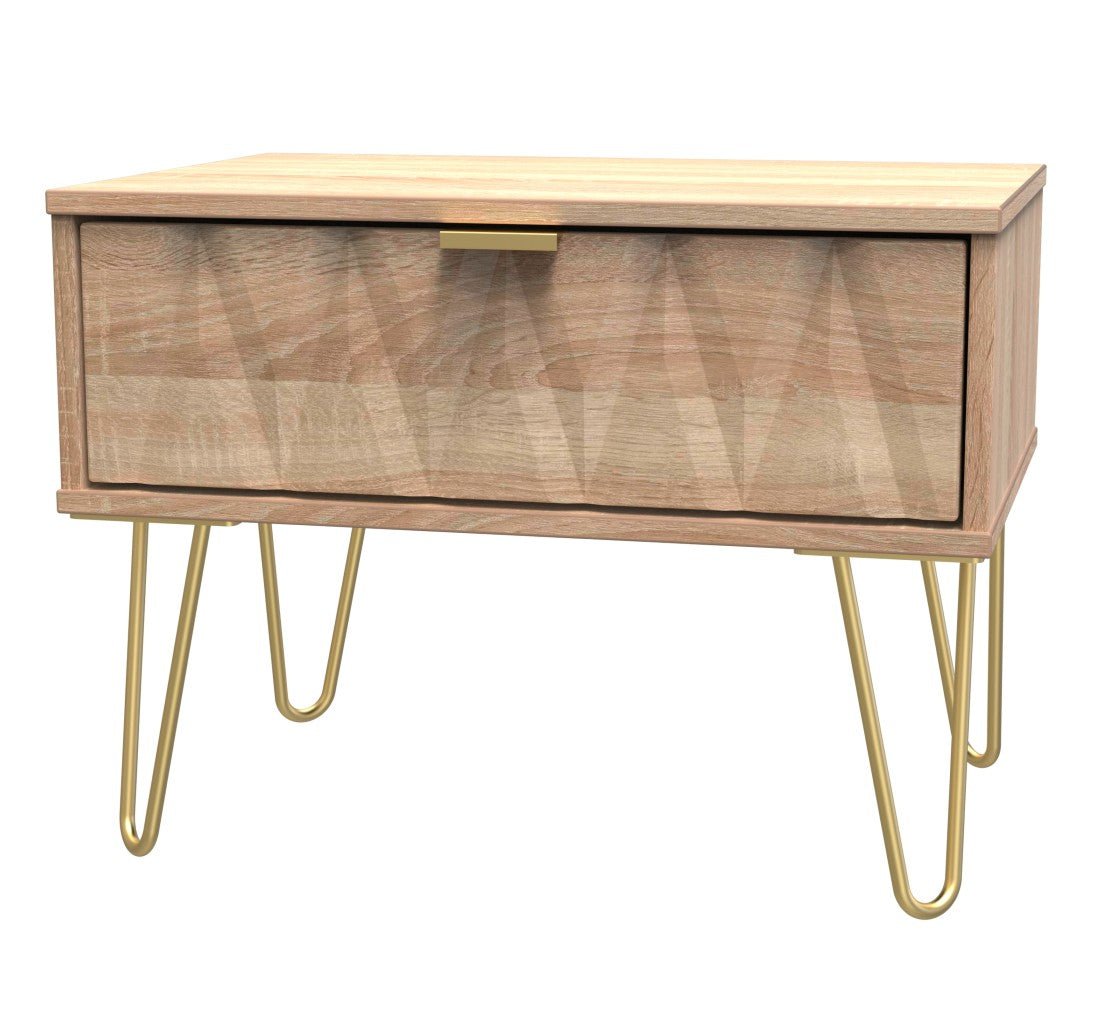 Diamond 1 Drawer Midi Chest with Gold Hairpin Legs - Welcome Furniture
