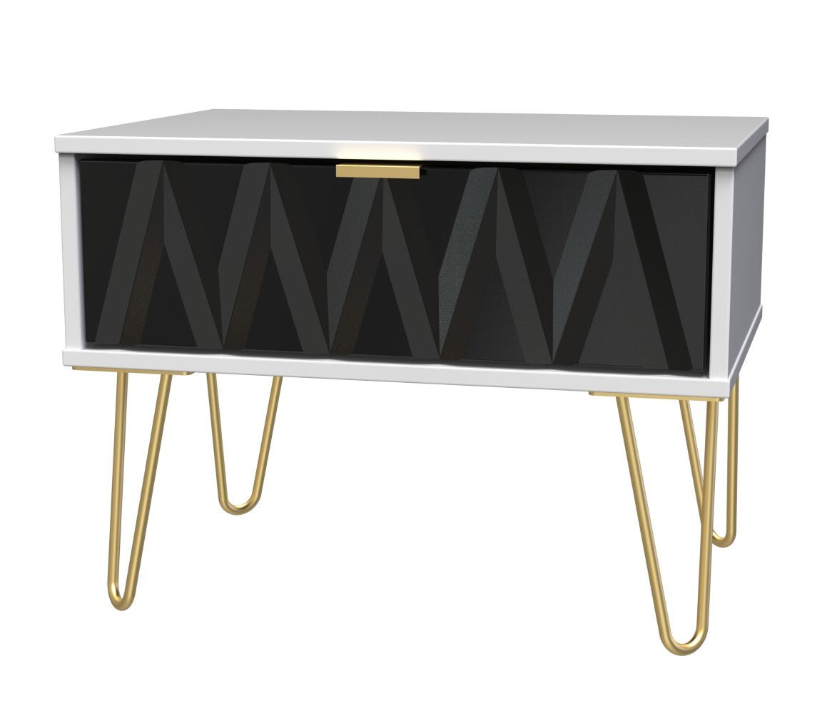Diamond 1 Drawer Midi Chest with Gold Hairpin Legs - Welcome Furniture