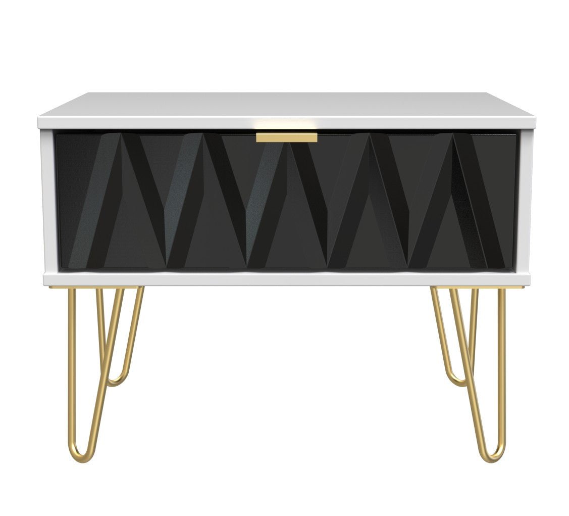 Diamond 1 Drawer Midi Chest with Gold Hairpin Legs - Welcome Furniture