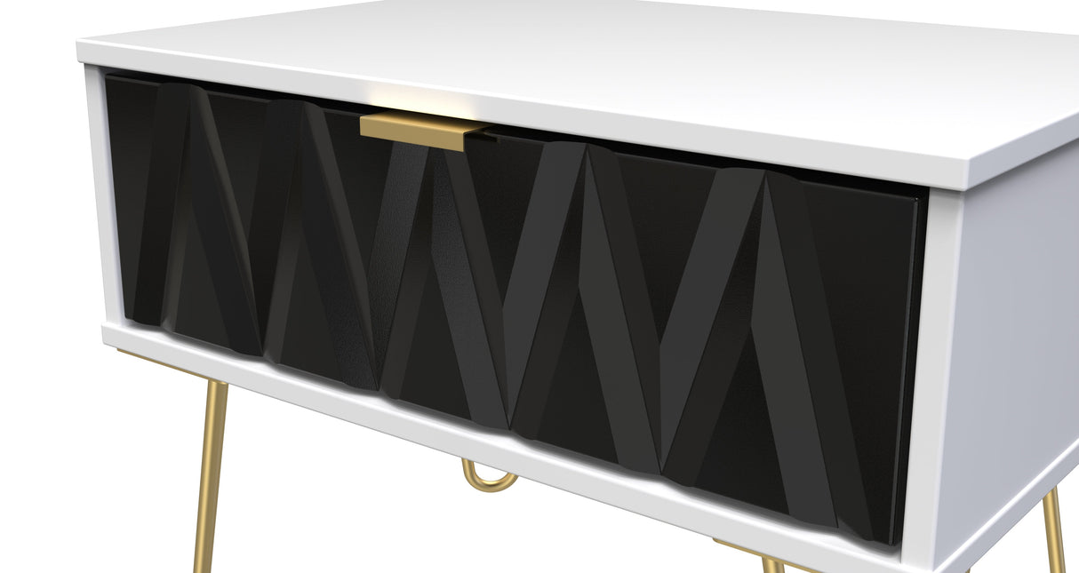 Diamond 1 Drawer Midi Chest with Gold Hairpin Legs - Welcome Furniture