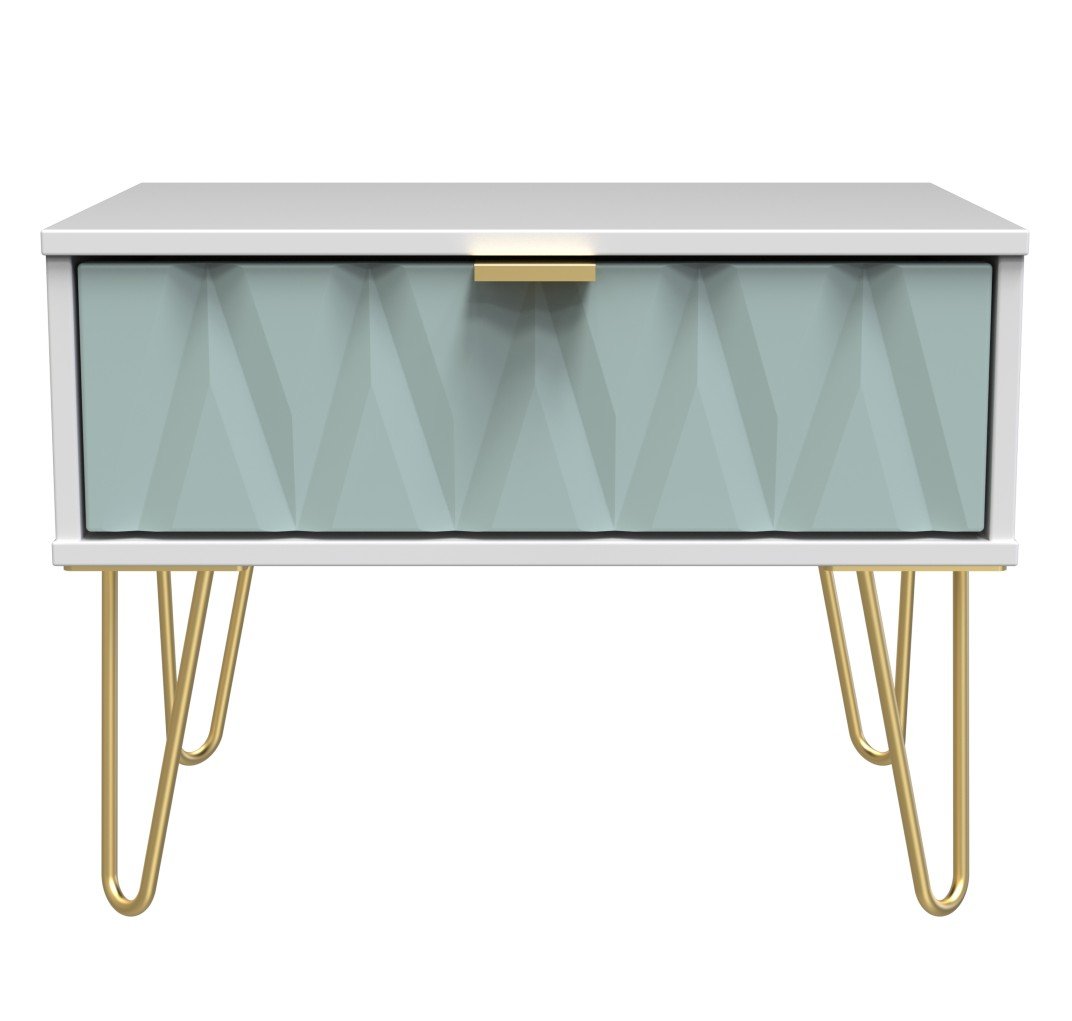 Diamond 1 Drawer Midi Chest with Gold Hairpin Legs - Welcome Furniture