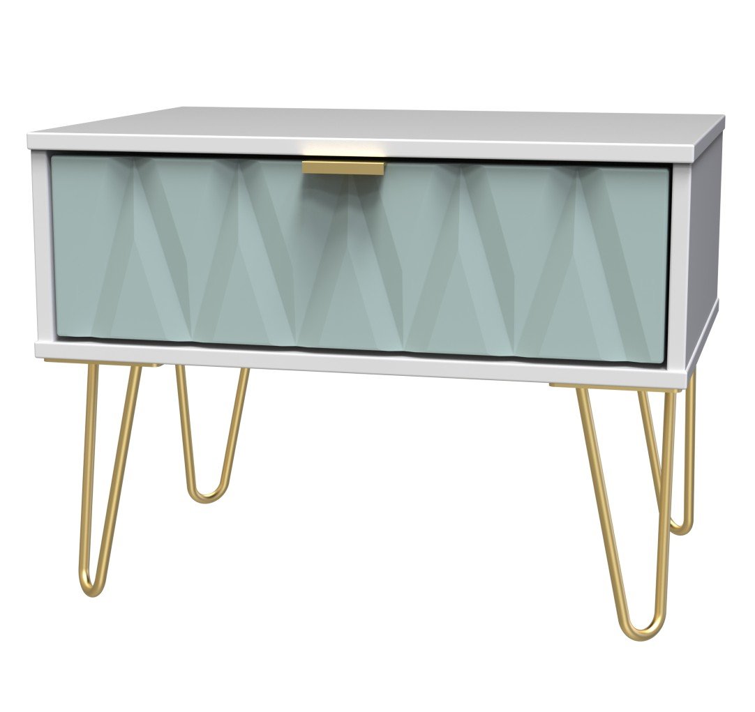 Diamond 1 Drawer Midi Chest with Gold Hairpin Legs - Welcome Furniture