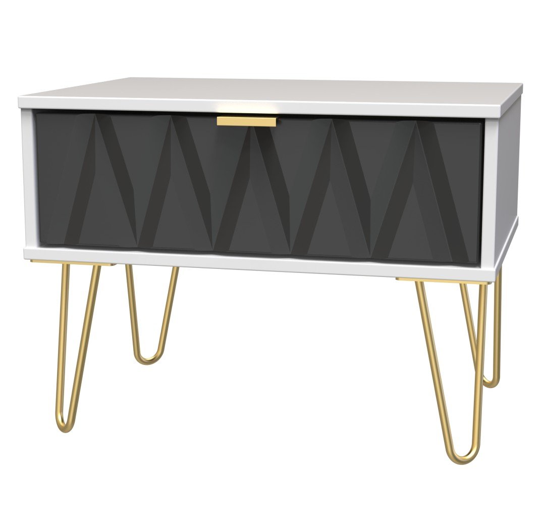 Diamond 1 Drawer Midi Chest with Gold Hairpin Legs - Welcome Furniture