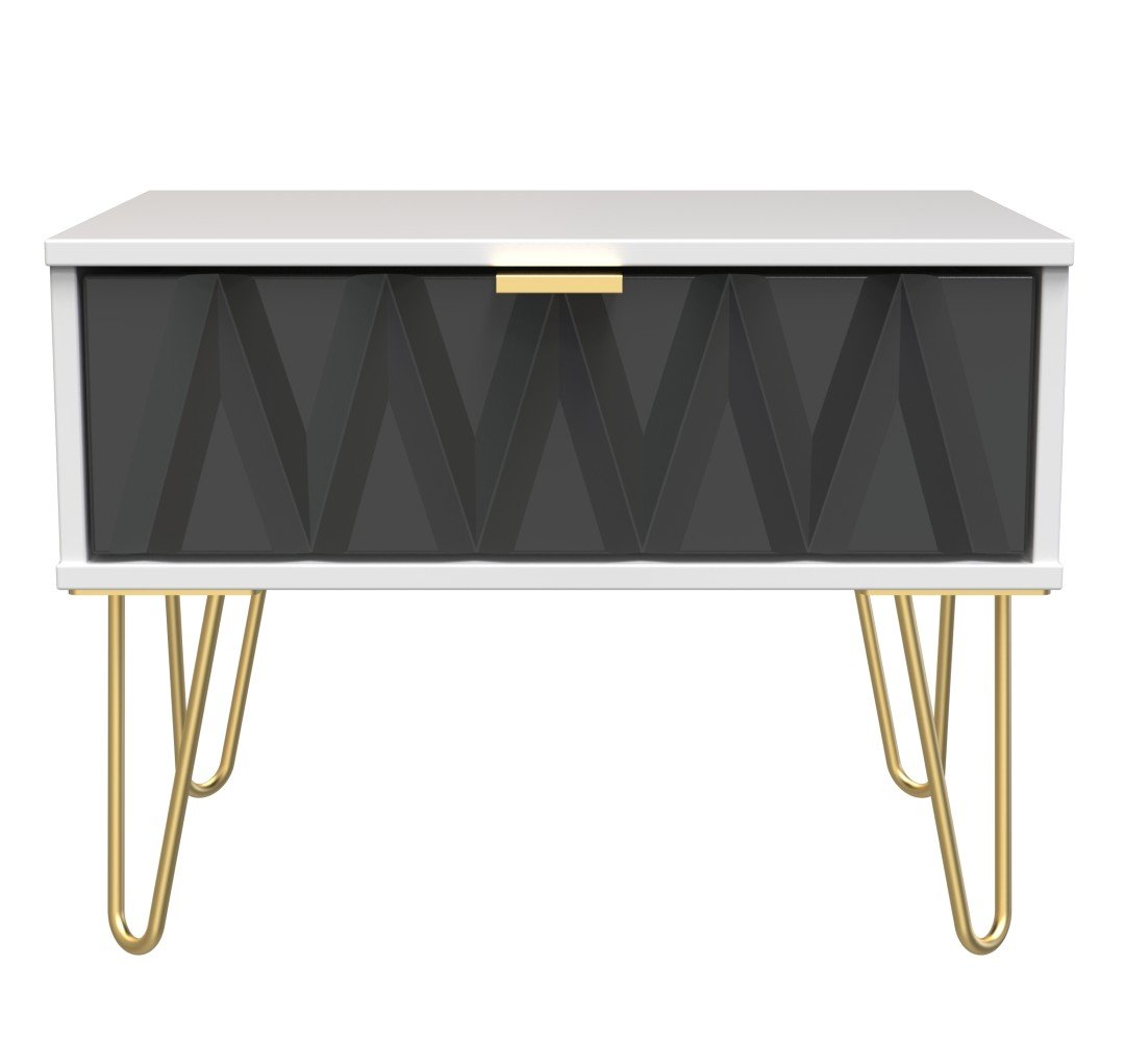 Diamond 1 Drawer Midi Chest with Gold Hairpin Legs - Welcome Furniture