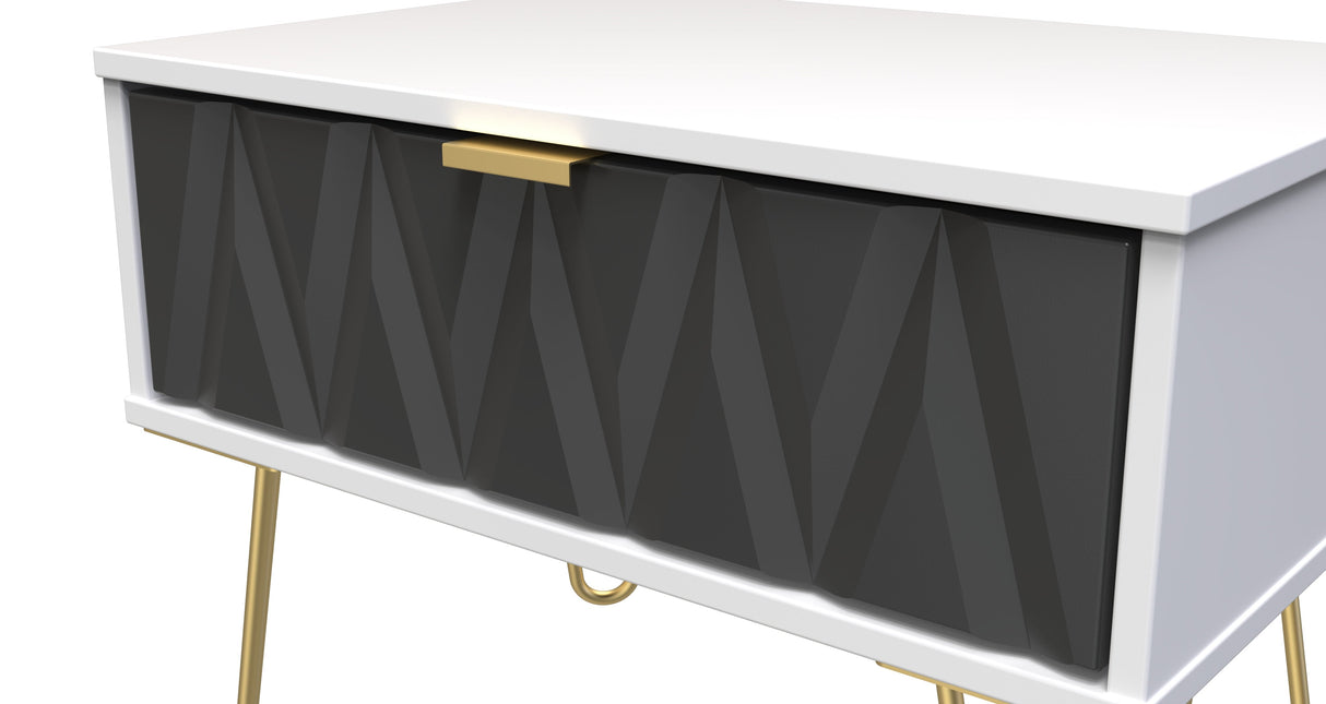 Diamond 1 Drawer Midi Chest with Gold Hairpin Legs - Welcome Furniture