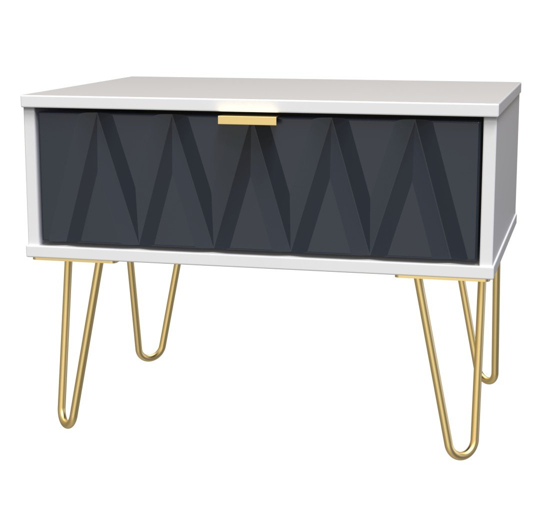 Diamond 1 Drawer Midi Chest with Gold Hairpin Legs - Welcome Furniture