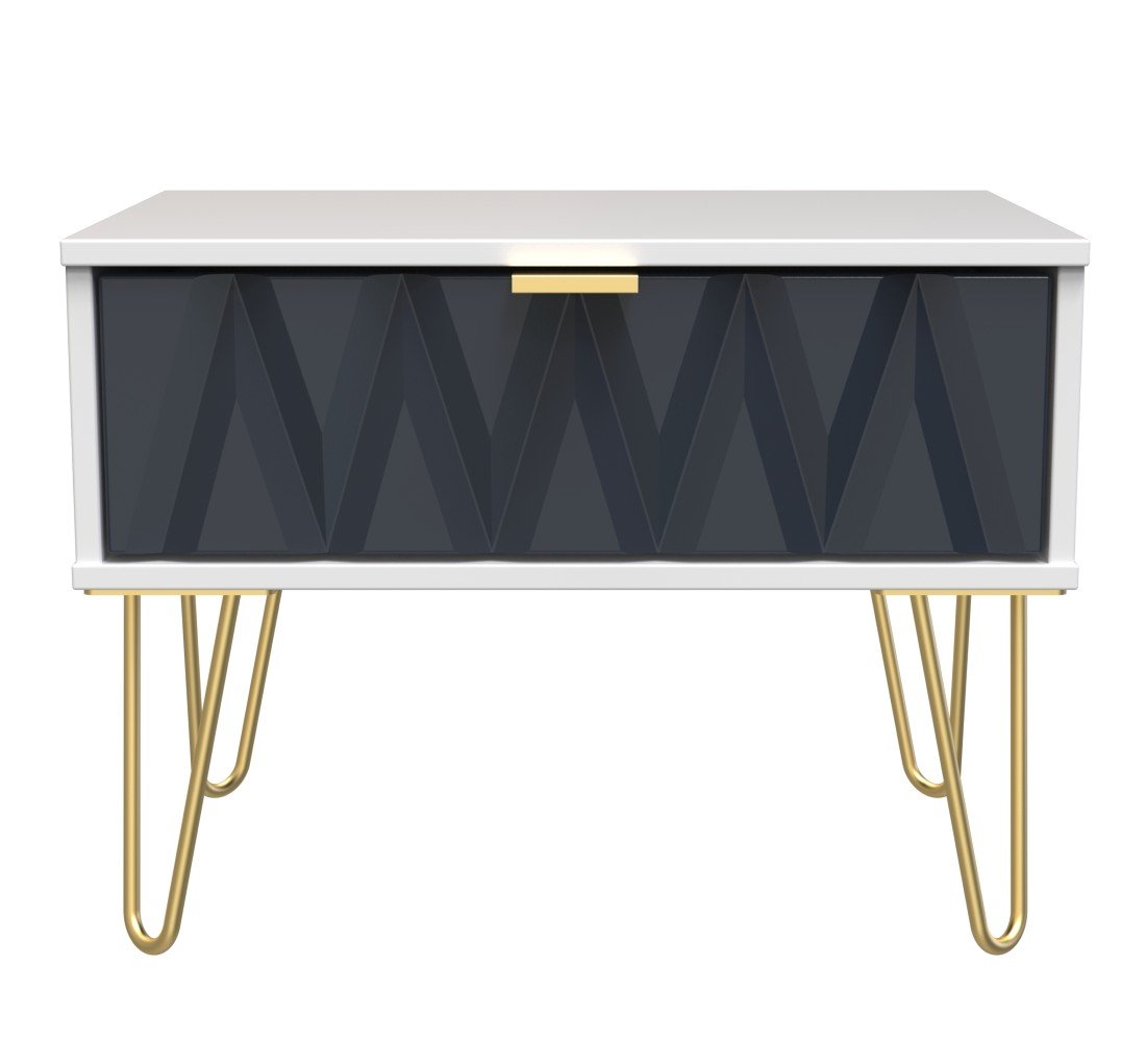 Diamond 1 Drawer Midi Chest with Gold Hairpin Legs - Welcome Furniture