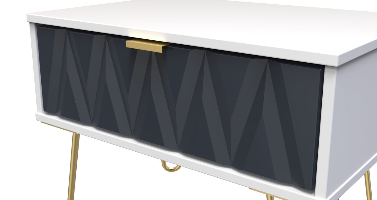 Diamond 1 Drawer Midi Chest with Gold Hairpin Legs - Welcome Furniture