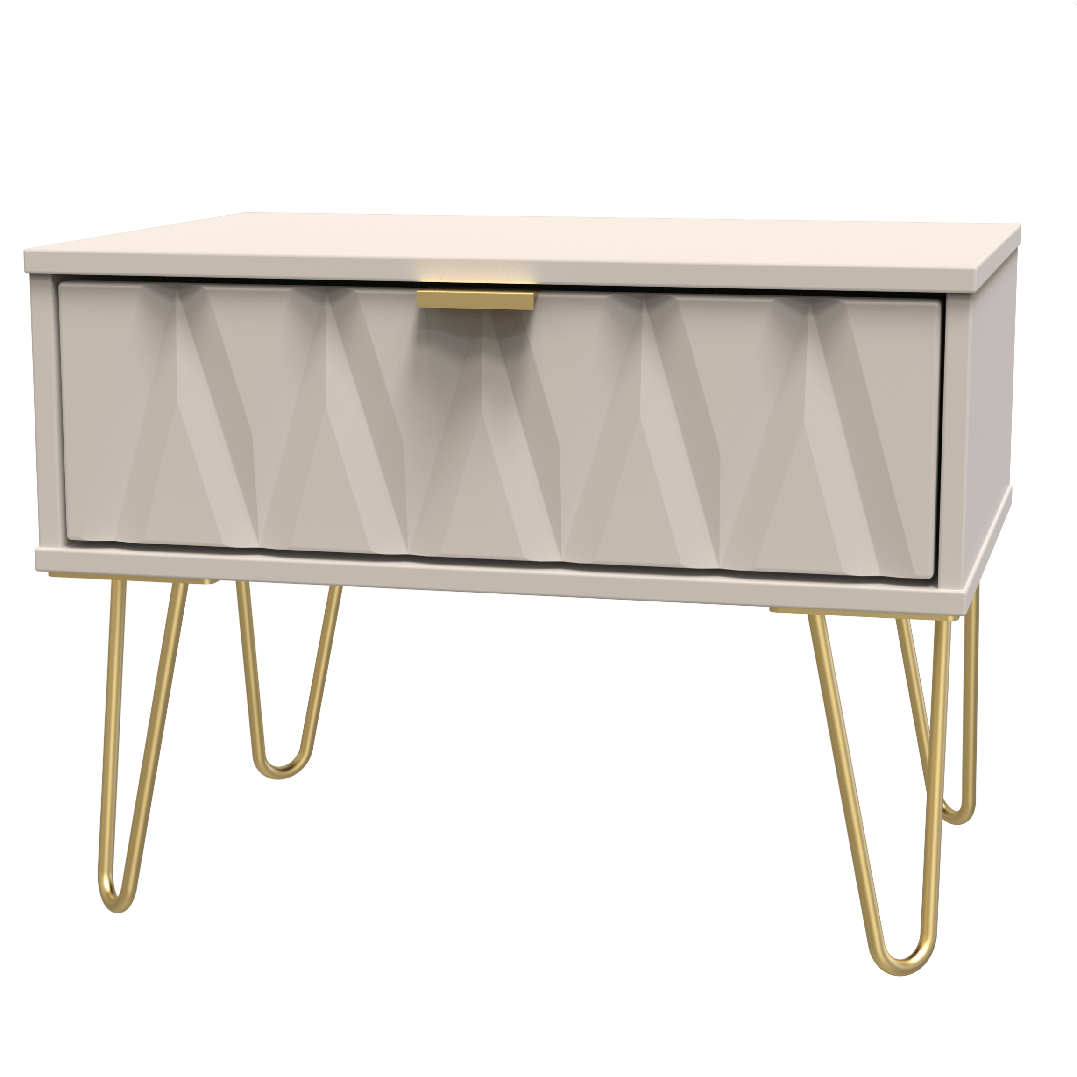 Diamond 1 Drawer Midi Chest with Gold Hairpin Legs - Welcome Furniture