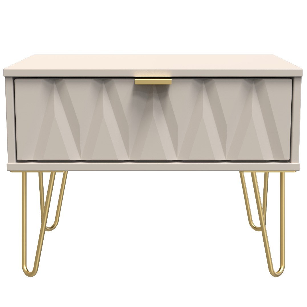 Diamond 1 Drawer Midi Chest with Gold Hairpin Legs - Welcome Furniture
