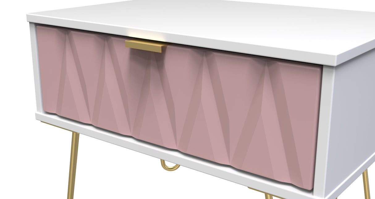 Diamond 1 Drawer Midi Chest with Gold Hairpin Legs - Welcome Furniture
