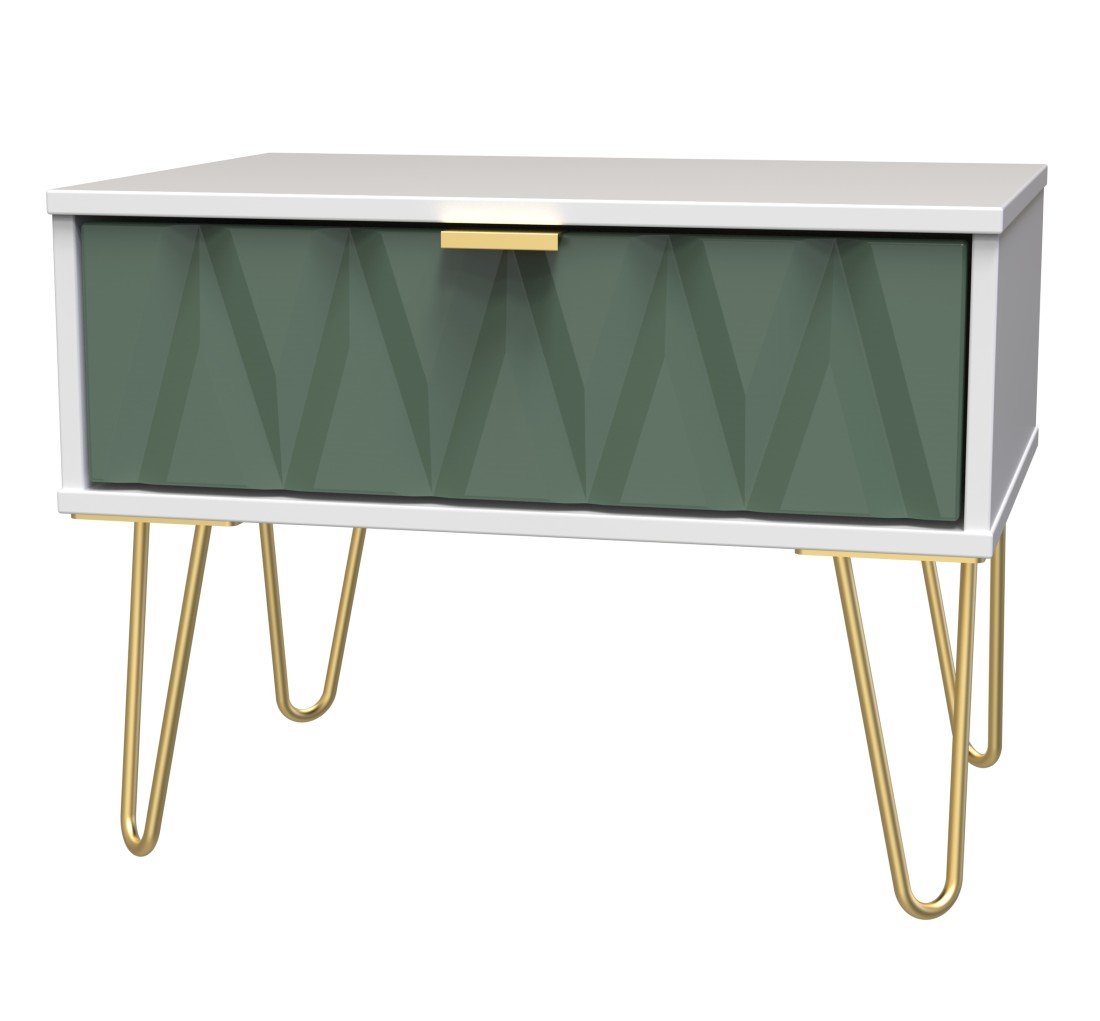 Diamond 1 Drawer Midi Chest with Gold Hairpin Legs - Welcome Furniture