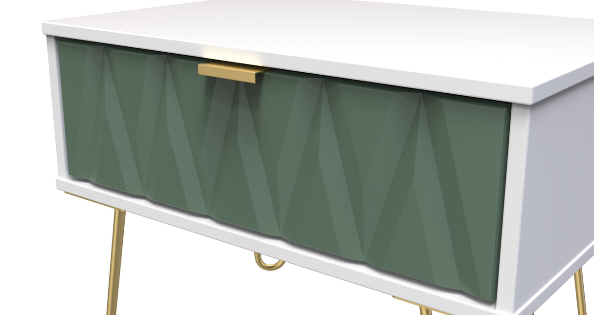 Diamond 1 Drawer Midi Chest with Gold Hairpin Legs - Welcome Furniture