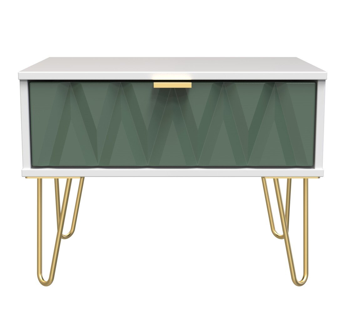 Diamond 1 Drawer Midi Chest with Gold Hairpin Legs - Welcome Furniture