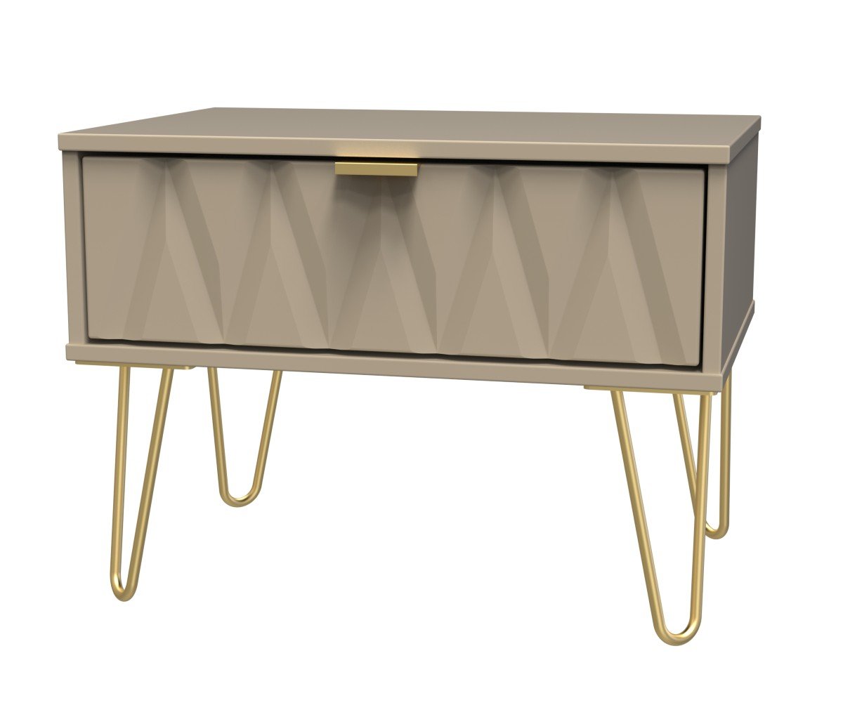 Diamond 1 Drawer Midi Chest with Gold Hairpin Legs - Welcome Furniture