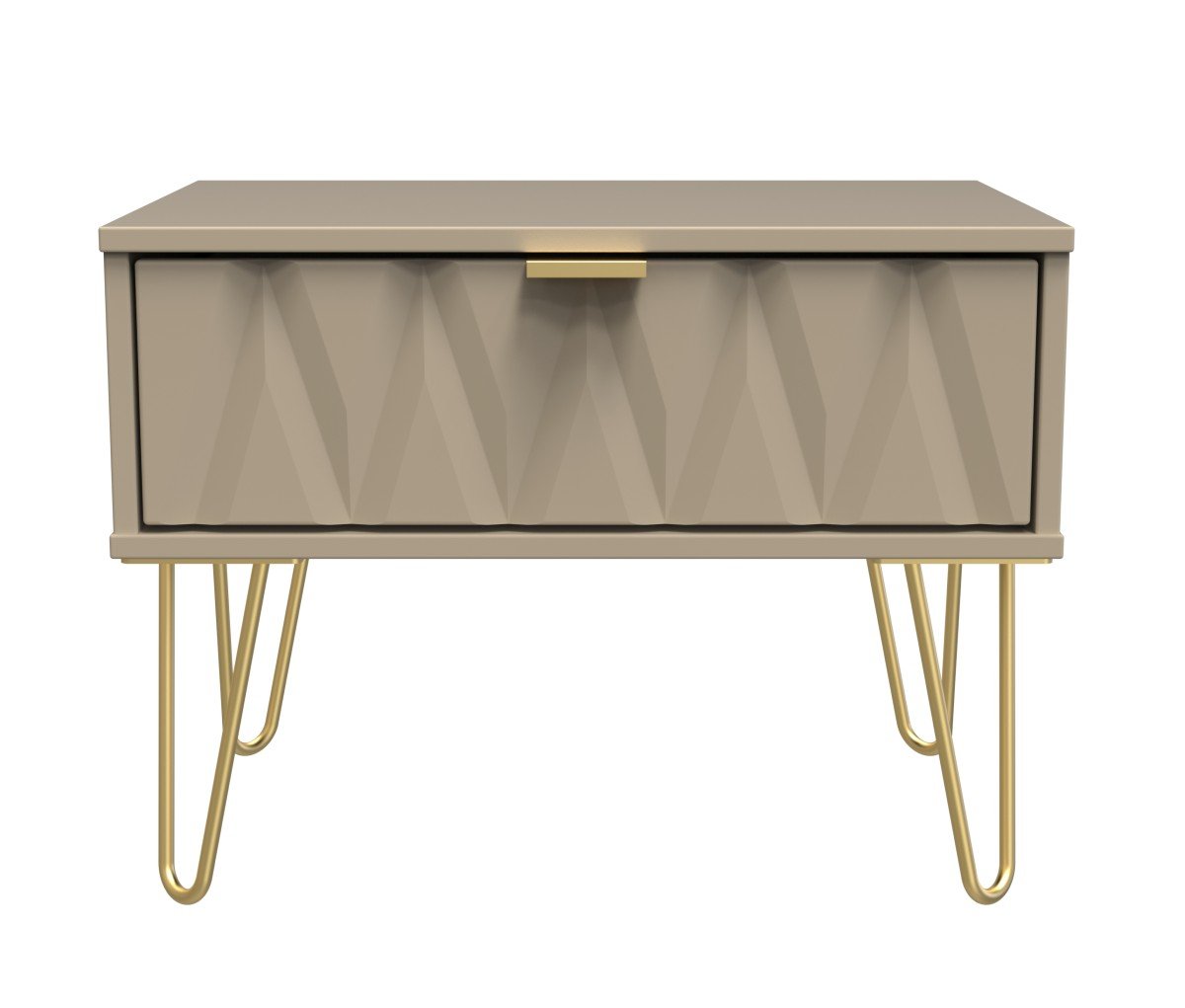 Diamond 1 Drawer Midi Chest with Gold Hairpin Legs - Welcome Furniture