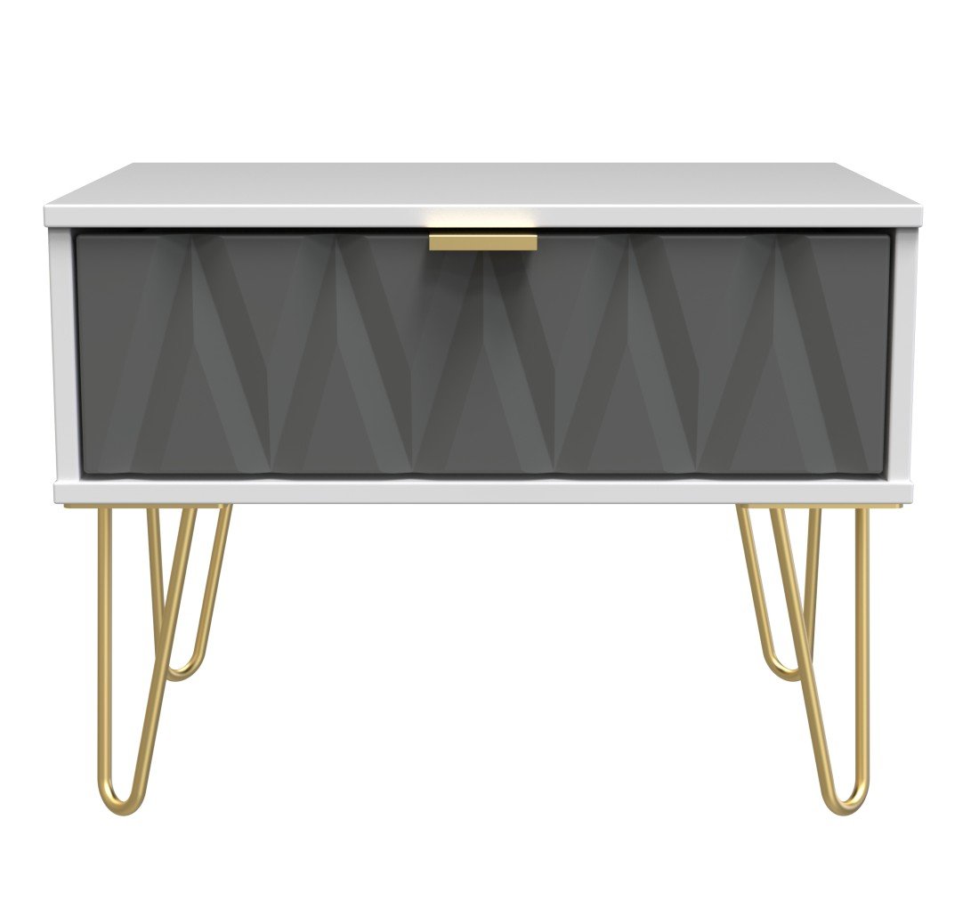 Diamond 1 Drawer Midi Chest with Gold Hairpin Legs - Welcome Furniture